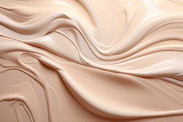 Fototapeta premium Liquid foundation texture as background, closeup of cosmetic makeup products 