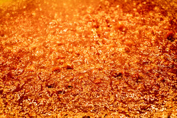 Boiling hot pot seasoning in a large pot