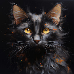mesmerizing portrait of a black cat with striking yellow eyes
