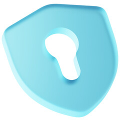 Shield glass morphism icon security protection symbol 3d illustration on transparent background