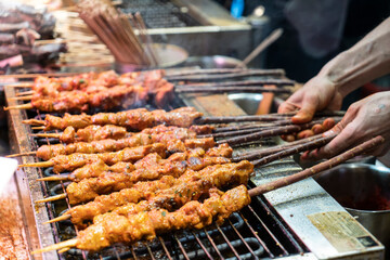 Barbecue stalls in the food street