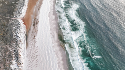 Noordhoek Beach Blue Ocean Waves Drone Shot Aerial View South Africa Travel 