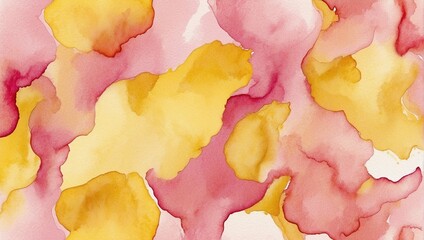 Watercolor bright colorful pink and yellow spot, brush stroke. Decoration and watercolor-painted design element. Watercolor texture.