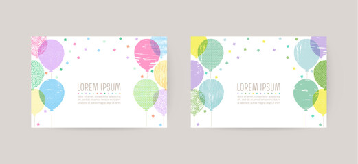 hand drawn balloon illustration cards for invitation, birthday © Kbiscuit