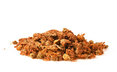 Dried chrysanthemum buds for herbal tea,dry chrysanthemum flower yellow isolated on white background