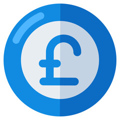 A colored design icon of pound coin