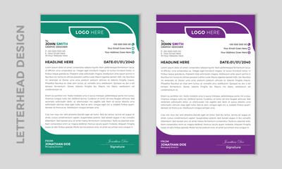 Modern corporate clean and professional business letterhead design template with color variation and bundle