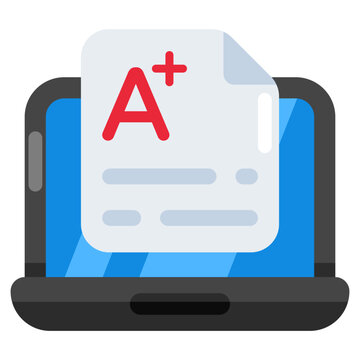 Editable design icon of A+ grade, online exam result concept 