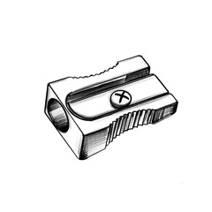 Pencil sharpener, black pencil, hand drawn illustration (transparent PNG)