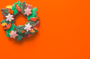 Christmas card with gingerbread cookies with space for text