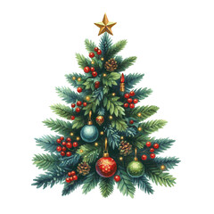 Obraz na płótnie Canvas green Christmas tree watercolor paint for x-mas card decor