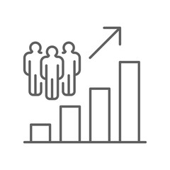 Population growth icon. Simple outline style. Increase social development, economic evolution, global demography graph concept. Thin line symbol. Vector illustration isolated. Editable stroke.