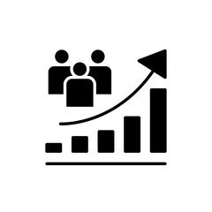 Obraz premium Population growth icon. Simple solid style. Increase social development, economic evolution, global demography graph concept. Black silhouette, glyph symbol. Vector illustration isolated.