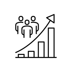Population growth icon. Simple outline style. Increase social development, economic evolution, global demography graph concept. Thin line symbol. Vector illustration isolated. - obrazy, fototapety, plakaty