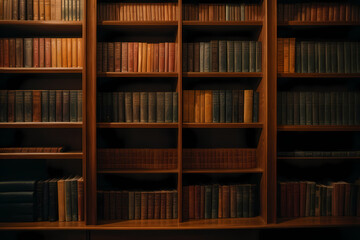 books in library shelves