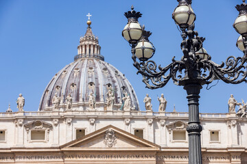 dome of the St. Peter's Basilica on St. Peter's Square in Vatican City; Rome, Italy