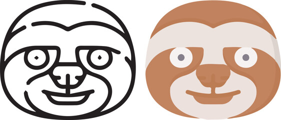 Vector illustration of animal faces. lineal and color with cute style.