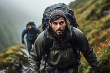 Obraz premium Man climbing on the mountain
