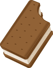 Ice cream sandwich isolated on white vector illustration