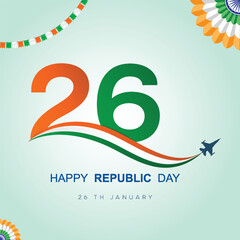 Republic day poster design | 26th January | Indian Flag happy Republic Day template, poster, promotions, Republic day post, card, banner. vector illustration design Happy republic day India