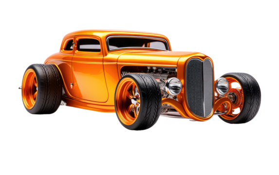 Stylish Colorful Hot Rod Car on White or PNG Transparent Background.