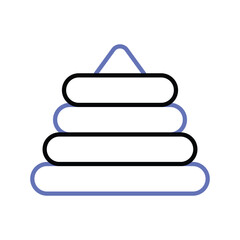 Pyramid stacking rings toy icon isolated on white background, editable vector of stacking rings