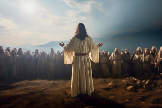 Jesus Christ preaching to his followers