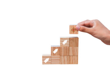 Place wooden blocks as a step towards the goal. Business ideas for successful growth process.PNG