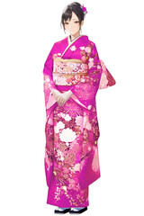 ピンクの振袖を着た女性