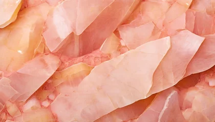 Wandaufkleber Polished detailed pink stone calcite texture background abstract copy space panorama. © Juri_Tichonow