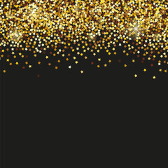 White background with golden star confetti.
