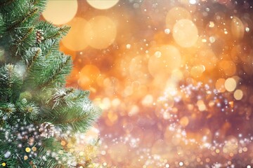 Fototapeta na wymiar Christmas Tree Decoration With Bright Lights