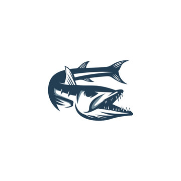 recommend clip art: Attractive Barracuda Fish Vector Logo Design