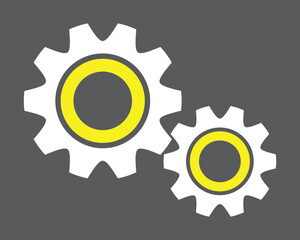 Two gears, larger and smaller.