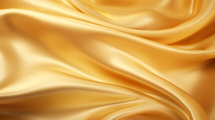 golden silk satin smooth background. Yellow luxury grainy gradient texture.