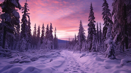 Purple snow beautiful HD scenery background