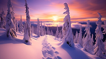 Purple snow beautiful HD scenery background