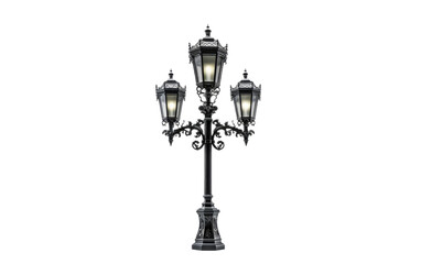 Gorgeous Pretty Park Streetlamp on White or PNG Transparent Background.