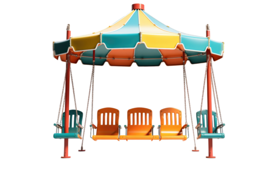 Colorful Stunning Park Swing Set with Multiple on White or PNG Transparent Background.
