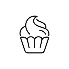 Cupcake line icon isolated on white background