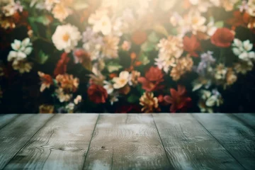 Foto op Canvas テーブル、クラシカルな花柄の壁紙 © coyote