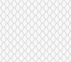 Vector seamless grey dragon scales texture. White backround