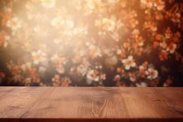 テーブル、クラシカルな花柄の壁紙