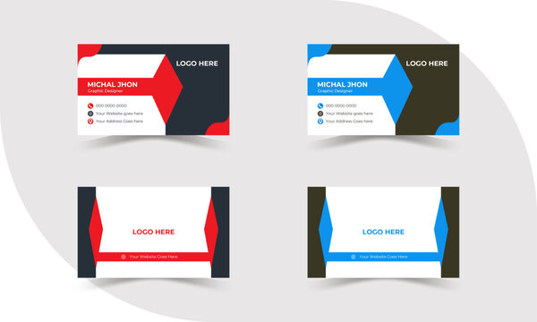 Red And  black and white modern creative business card and name card horizontal simple clean template vector design
