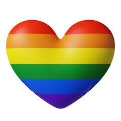 3d realistic rainbow heart shape set on white background. Love concept for Pride day. 3d rendering 