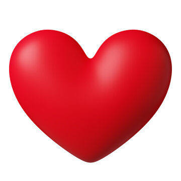 3d realistic red heart shape on white background. Love concept for Valentine's day. 3d rendering 
