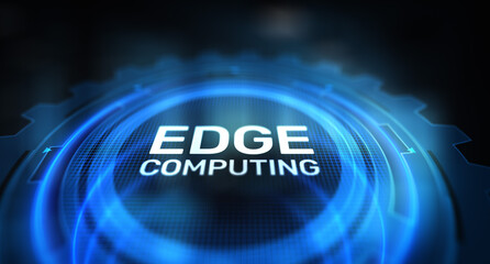 Edge computing modern IT technology on virtual screen concept.