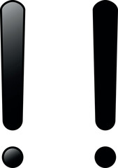 Exclamation mark. Exclamation black icon. Caution symbol. Simple graphic design. With and without shadow.