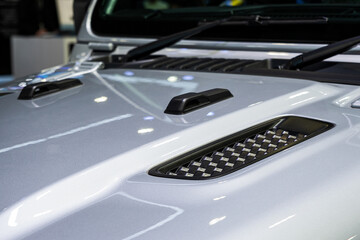 Air vent on the bonnet of a luxury sports car