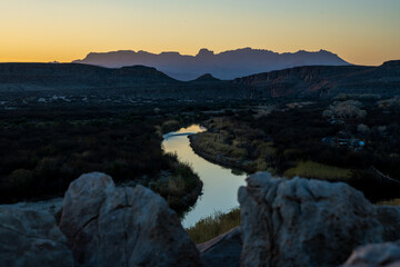 Fototapeta na wymiar Rio Grande Reflects Last Light of Day